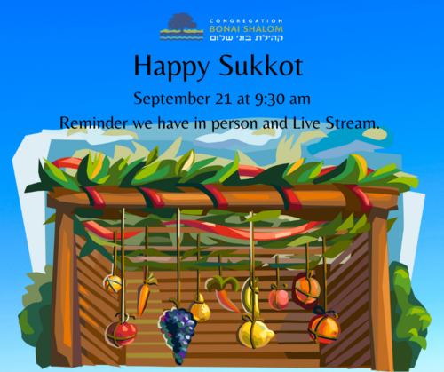 Banner Image for Sukkot Day 1 In Person and LiveStream